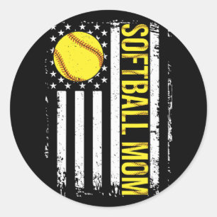 Flag Softball Team Softball Mama Mütter Tag Frauen Runder Aufkleber