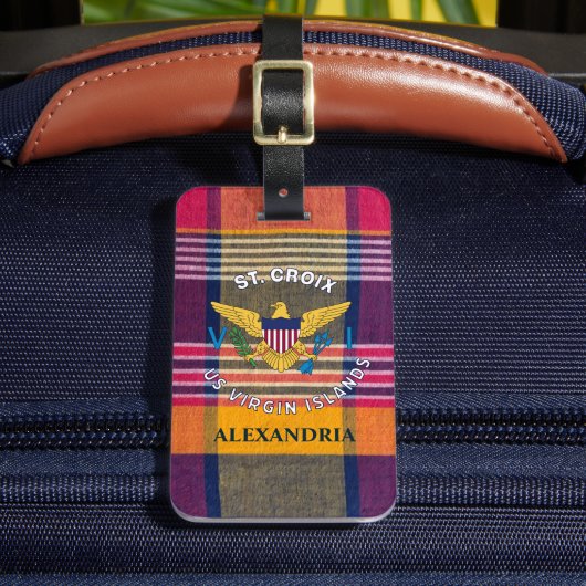 Flag St. Croix Madras Custom Jungfrau Islands Gepäckanhänger (Vorderseite Insitu 2)