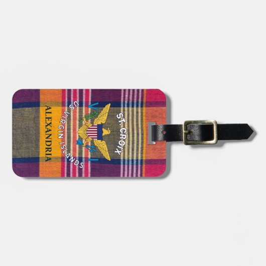 Flag St. Croix Madras Custom Jungfrau Islands Gepäckanhänger (Vorderseite horizontal)