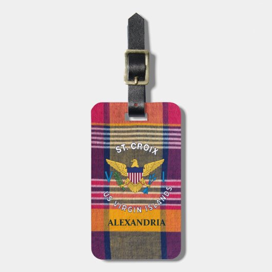 Flag St. Croix Madras Custom Jungfrau Islands Gepäckanhänger (Vorderseite vertikal)
