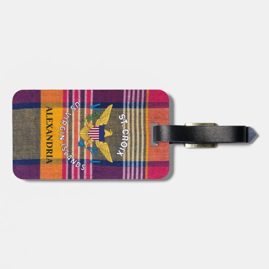 Flag St. Croix Madras Custom Jungfrau Islands Gepäckanhänger (Rückseite horizontal)