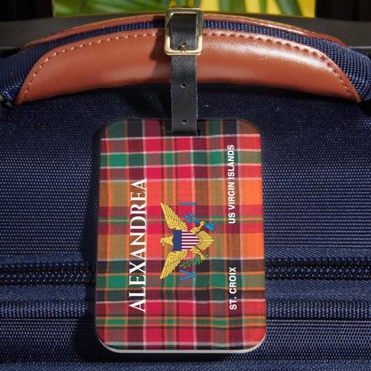 Flag St. Croix Madras Custom Jungfrau Islands Gepäckanhänger (Vorderseite Insitu 2)