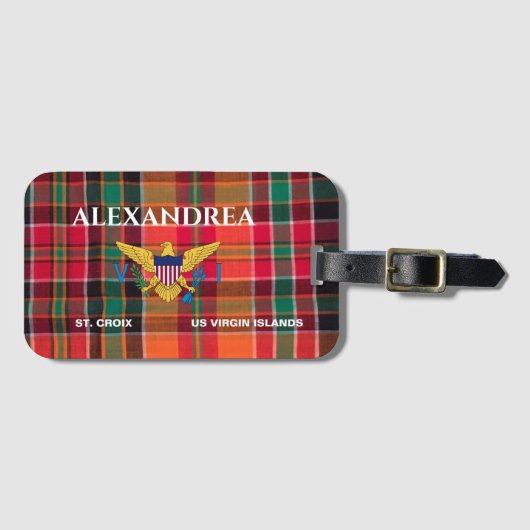 Flag St. Croix Madras Custom Jungfrau Islands Gepäckanhänger (Vorderseite (Horizontal))