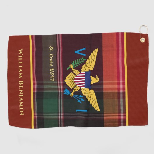 Flag St. Croix Madras Custom Jungfrau Islands Golfhandtuch (Horizontal)