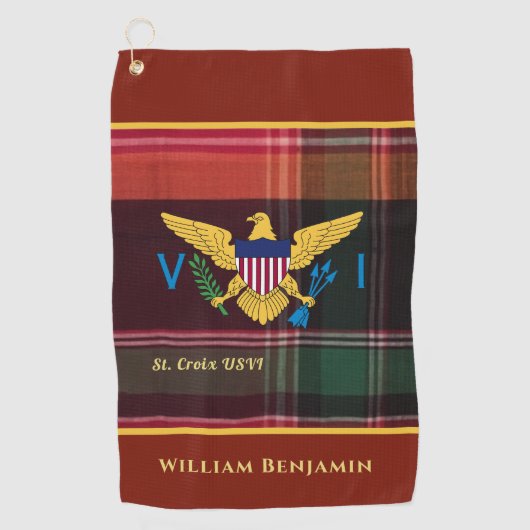 Flag St. Croix Madras Custom Jungfrau Islands Golfhandtuch (Vorderseite)