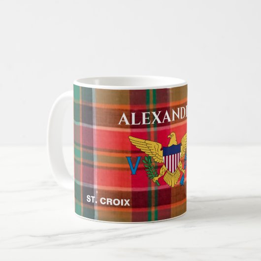 Flag St. Croix Madras Custom Jungfrau Islands Kaffeetasse (Vorderseite Links)