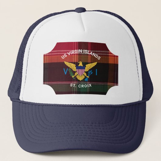 Flag St. Croix Madras Custom Jungfrau Islands Truckerkappe (Vorderseite)