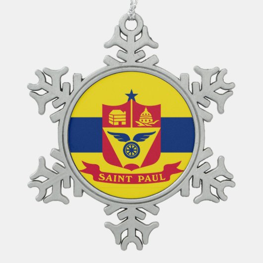 Flag St. Paul, Minnesota Snowflake Pewter Christ Schneeflocken Zinn-Ornament (Vorderseite)