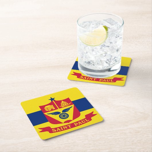 Flag St Paul, Minnesota Square Paper Untersetzer (Vor Ort)