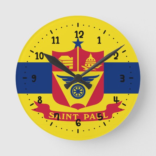Flag St Paul, Minnesota Square Wall Clock Runde Wanduhr (Vorderseite)