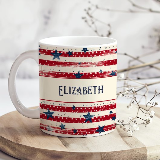 Flag Stars des Patriotischen Shabby Chic Independe Kaffeetasse