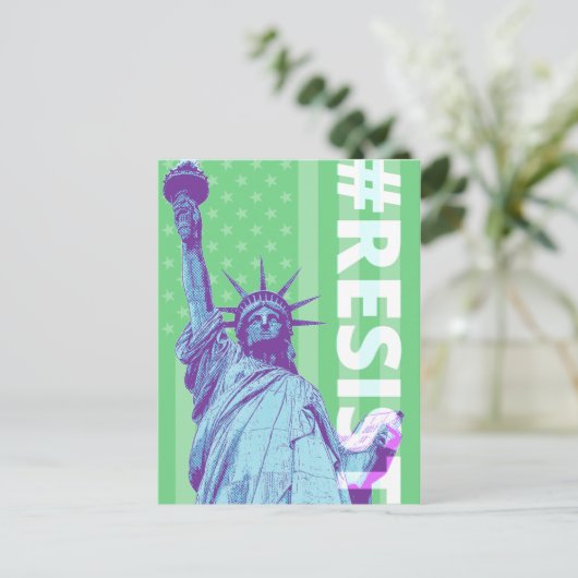 Flag Statue of Liberty RESIST Art Postkarte (Stehend Vorderseite)