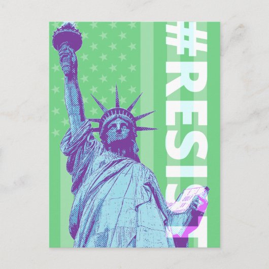 Flag Statue of Liberty RESIST Art Postkarte (Vorderseite)