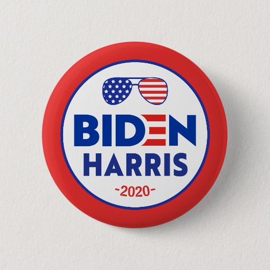 Flag Sunglasses Elect Joe Biden Kamala Harris 2020 Button (Vorderseite)