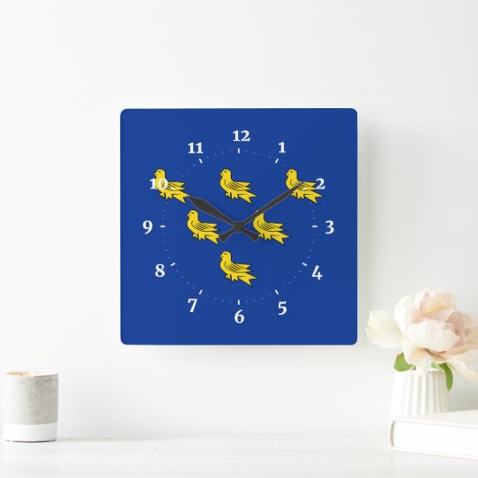 Flag Sussex Square Wall Clock Quadratische Wanduhr (Zuhause)