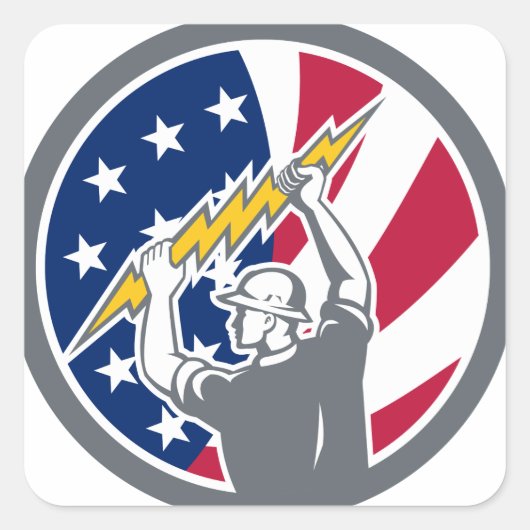 Flag-Symbol des amerikanischen Electric USA Quadratischer Aufkleber (Vorderseite)