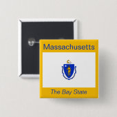 Flag-Taste für Massachusetts Button (Vorne & Hinten)
