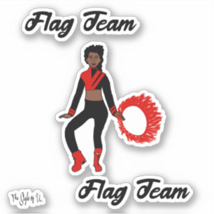 Flag Team Ring Stickers (Schwarz Rot) Aufkleber