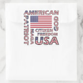 Flag Text American Patriotic Quadratischer Aufkleber (Tasche)