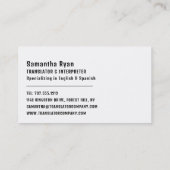 Flag to Flag Design, Translator & Interpreter Visitenkarte (Rückseite)