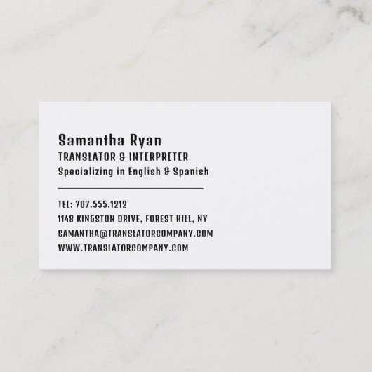 Flag to Flag Design, Translator & Interpreter Visitenkarte (Rückseite)