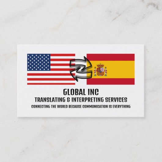 Flag to Flag Design, Translator & Interpreter Visitenkarte (Vorderseite)