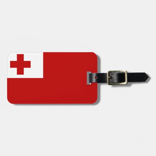 Flag Tonga Gepäckmarke mit Ledergurt Gepäckanhänger (Vorderseite horizontal)