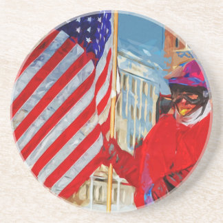 Flag-Träger auf Horseback Sandstein Untersetzer