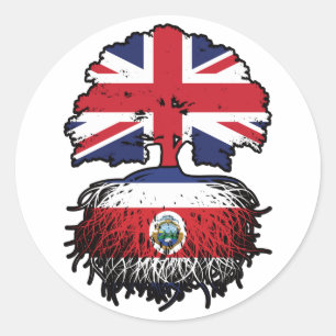 Flag "Treots" von Costa Rica Costa Rica British UK Runder Aufkleber