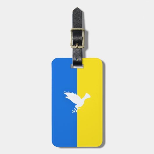 Flag Ukraine Gepäckmarke Support Dove of Peace Gepäckanhänger (Vorderseite vertikal)