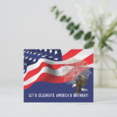 Flag und Adler 4. Juli Einladungspostkarte (Stehend Vorderseite)