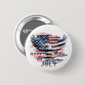 Flag und Adler der Vereinigten Staaten.4. Juli. In Button (Vorne & Hinten)