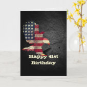 Flag und Adler für den 41. Geburtstag Karte (Gelbe Blume)