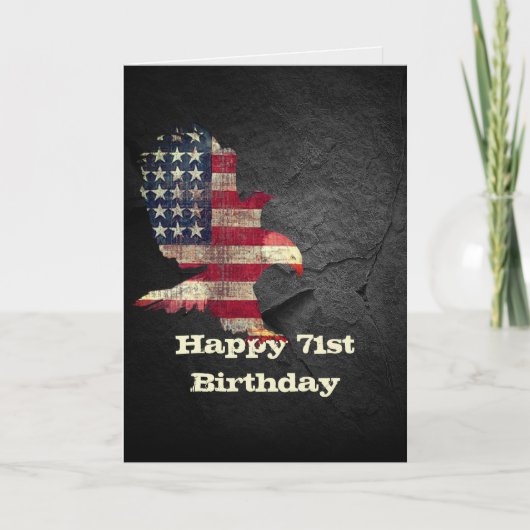 Flag und Adler für den 71. Geburtstag Karte (Vorderseite)