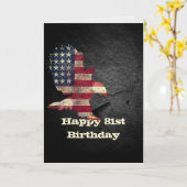 Flag und Adler für den 81. Geburtstag Karte (Gelbe Blume)