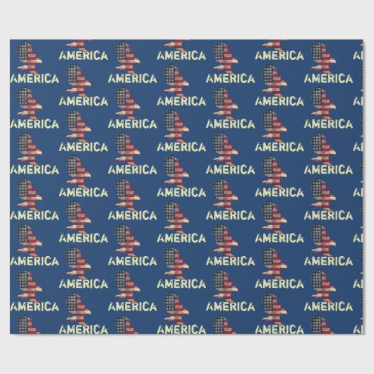 Flag und Adler mit amerikanischem Text Geschenkpapier (Flach)