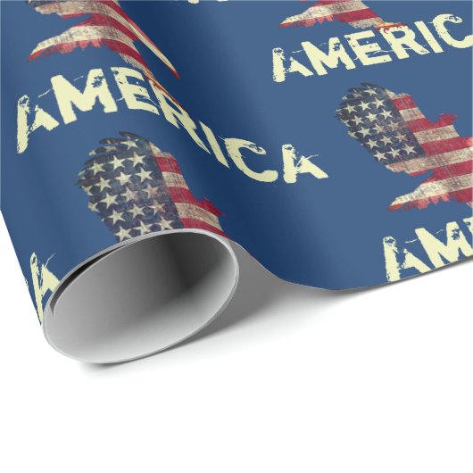 Flag und Adler mit amerikanischem Text Geschenkpapier (Rolleneckpunkt)