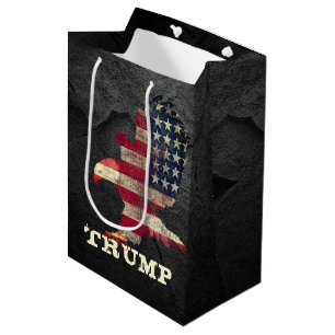 Flag und Adler Trump auf schwarzem Felsen Mittlere Geschenktüte