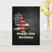 Flag und Bald Adler zum 18. Geburtstag Karte (Gelbe Blume)