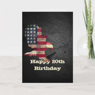 Flag und Bald Adler zum 20. Geburtstag Karte