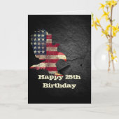 Flag und Bald Adler zum 25. Geburtstag Karte (Gelbe Blume)