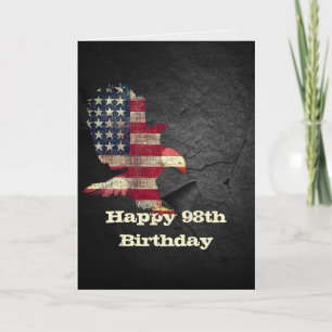 Flag und Bald Adler zum 98. Geburtstag Karte
