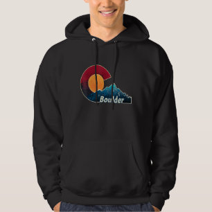 Flag und Berggestyltes Boulder Colorado Hoodie