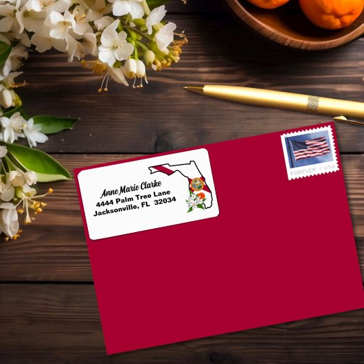 Flag und Blume Orange Blossom für benutzerdefinier Adressaufkleber