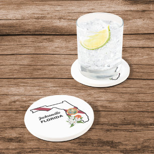 Flag und Blume Orange Blossom für benutzerdefinier Getränkeuntersetzer