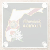 Flag und Blume Orange Blossom für benutzerdefinier Glasuntersetzer (Rückseite)