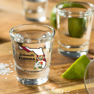 Flag und Blume Orange Blossom für benutzerdefinier Schnapsglas