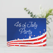 Flag und Hintergrund 4. Juli Party Einladung (Stehend Vorderseite)