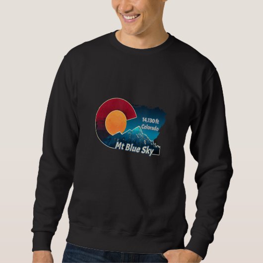 Flag und Mountain Styled Mt Blue Sky Colorado Sweatshirt (Vorderseite)