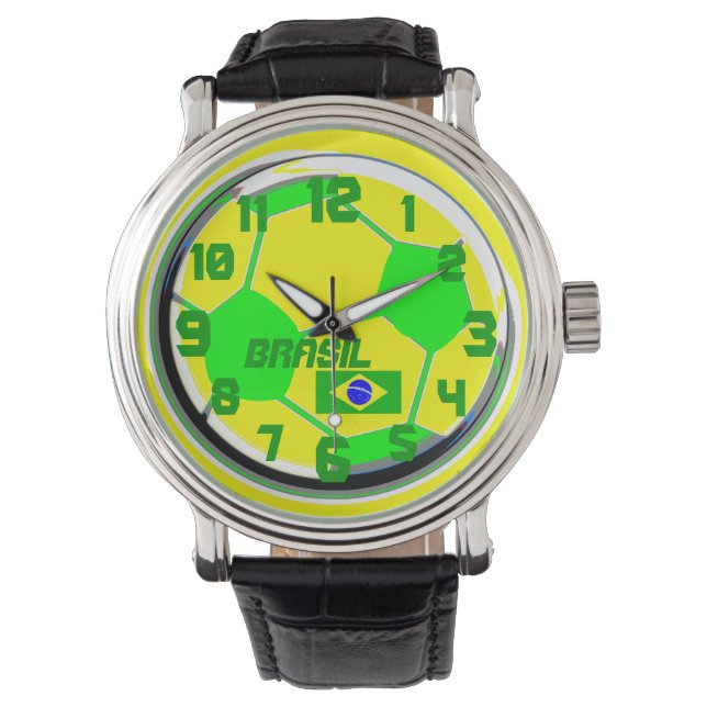 Flag und Name Brasil Armbanduhr (Vorderseite)